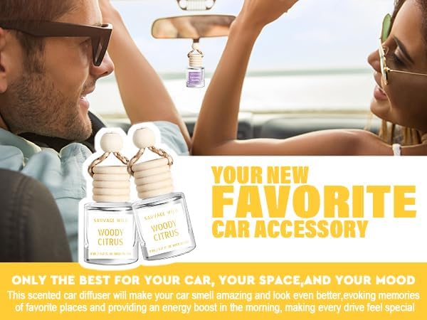 C Classy Car Air Freshener Hanging 2 Pack, Woody Citrus Essential Oil Diffuser, Long-Lasting Fragrance, Cute Car Accessories for Women & Men, Made in USA