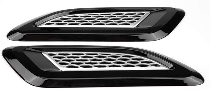 Exterior Hood Air Vent Outlet Wing Trim ABS Plastic Hood Air Vent Trim Replacement for 2012-2018 Sport 2014-2018 Discovery 4 2010-2016 2 2007-2014 (Black & Silver)