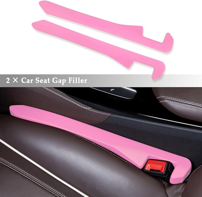 IHOTDER 2PCS Car Seat Gap Filler,Super Flexible Car Side Seat Gap Filler Car interior Accessories,Universal CCar Organizer Between Seats for Tightly Filling Seat Gaps (Pink)……