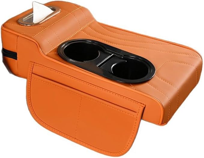 Car Armrest Cushion for Kia EV6 2021-2025,Multifunctional Car Armrest Heightening Pad,Microfiber Leather Car Armrest Cover Cushion,Auto Center Console Pad,Orange