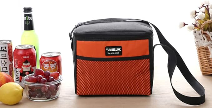 6 Can/5L Lunch Bag for Women Men Portable Lunch Box Small Cooler Bag Soft Collapsible Reusable Insulated Lunch Tote for Everyday Work Travel (Orange)