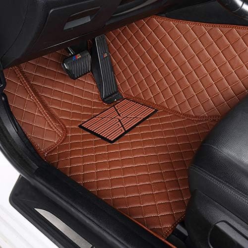 Custom Floor Mats for Cars fit 95% Sedan SUV Sports Car Full Coverage All Weather Men Women Pads Protection Non-Slip Leather Floor Liners (Brown Horizontal Stripes)
