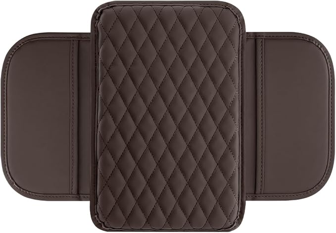 Mandark Car Center Console Cover, Microfiber Leather Vehicle Armrest Protector Cushion with 2 Storage Bags, Auto Interior Arm Rest Seat Box Pad Accessories, Universal for SUV, Sedan, Truck (Coffee)