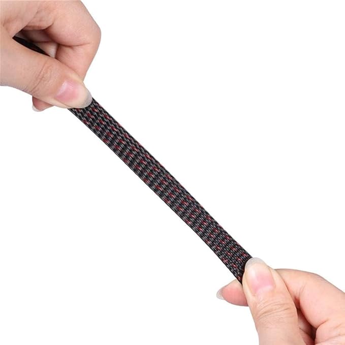 25ft - 3/4 Inch Cable Management Sleeve Protector,Wire Loom PET Expandable Wire Sleeving for Office TV Computer Home Theater Engine Bay Cord Organizer,Protect Cables from Pet Cat Dog Chewing,BlackRed