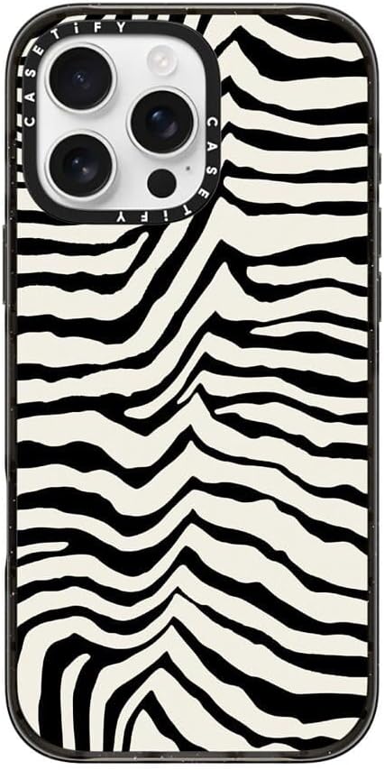 CASETiFY Impact Case for iPhone 16 Pro Max [8.2ft 4X Military Grade Drop Protection/Compatible with Magsafe] - Zebra Stripe- Back to Black - Clear Black