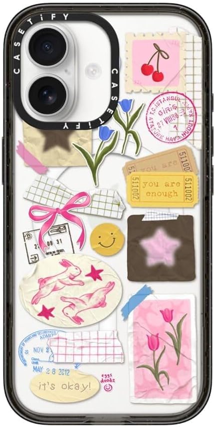 CASETiFY Impact iPhone 17 Case [Slim/Compatible with Magsafe / 8.2 ft. 4X Military Grade Drop Protection] - You are Stars Collage - Clear Black