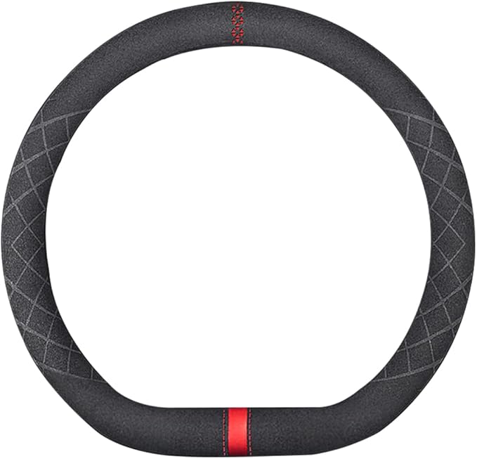 Suede D Shape Steering Wheel Cover,Compatible with Chevrolet Chevy Camaro Corvette Cruze Trax Menlo Flat Bottom Suede Leather Sport Non-Slip Interior Accessories 15 inch Man and Women