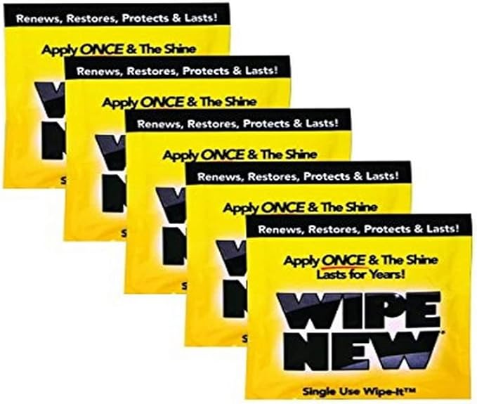 Wipe New Dashboard Bumper Car Interior Exterior and Auto Plastic Trim Restorer- Pack of 5