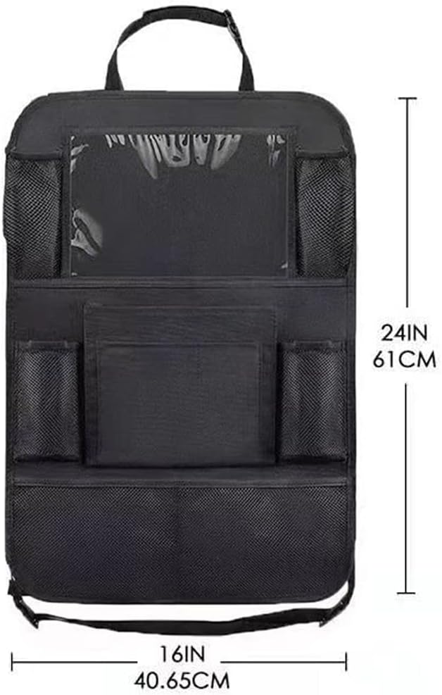 2 Pack Backseat Car Organizer & Kick Mat, Waterproof Seat Back Protector with Clear Pad/Tablet Holder, Universal Fit Car Organizer for Kids Travel Essentials & Storage for SUV/Truck/Sedan