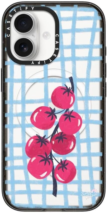 CASETiFY Impact iPhone 17 Case [Slim/Compatible with Magsafe / 8.2 ft. 4X Military Grade Drop Protection] - Tomatoes - Clear Black
