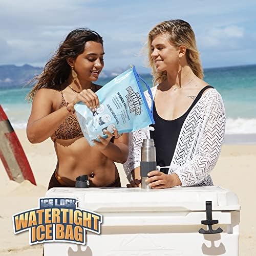Large Leakproof Ice Bag. Reusable Ice Pack for Cooler - Long Lasting Instant Cooler Ice Packs - Drop in Cubed Ice to Make Cold, Dry Freezer Packs for Coolers - Drink Your Ice When It Melts