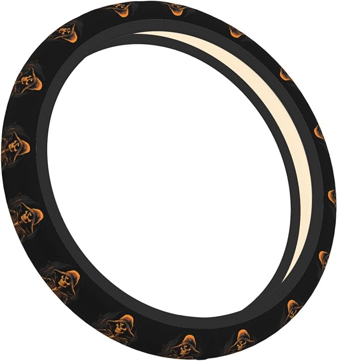 Funny Skeleton Skull Pumpkin Steering Wheel Cover Men, Comfortable Elastic Steering Car Wheel Cover Fit 15 inches Universal Accessories Suvs Trucks Decor