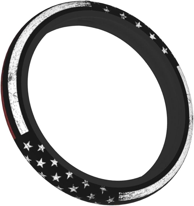 Thin Red Line Steering Wheel Cover Firefighter Steering Wheel Cover Anti-Slip Breathable Universal for 15 Inch Car 2 Pieces Car Coasters Suitable for Men Women