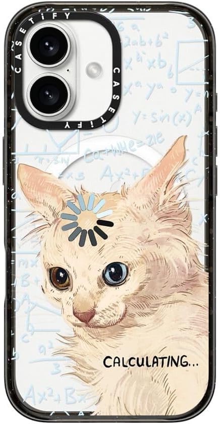 CASETiFY Impact Case for iPhone 16 [Slim / 8.2 ft. 4X Military Grade Drop Protection/Compatible with Magsafe] - Calculating... - Clear Black