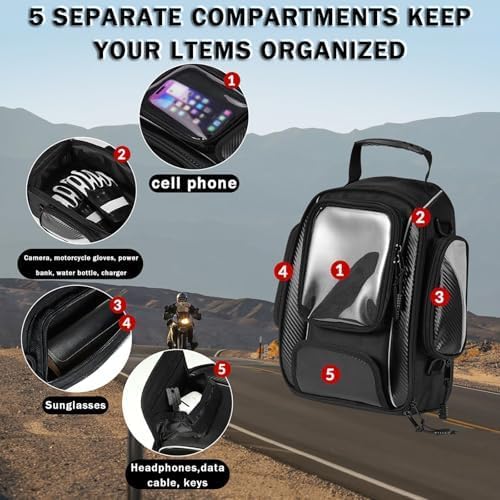 Motorcycle Tank Bag for Harley Davidson Pan America 2020-2024, Magnetic & Strap Mount Tank Bag for Motorcycles, Motorcycle Touring Navigation Luggage Bag Tank Bags, B Magnetic