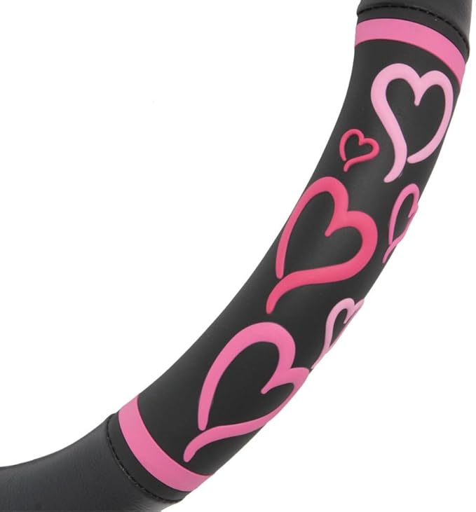 BDK Universal Fit Universal Love Story Steering Wheel Cover - Rubber (Love Story Pink)