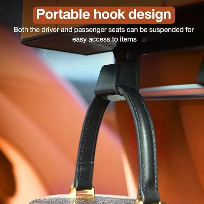 Backseat Car Organizer with Tissue, Multifunctional Car Back Seat Organizer with Cup Holders Tissue Box and Hook for Holding Phone, Snacks, Drinks and Handbag (Black)
