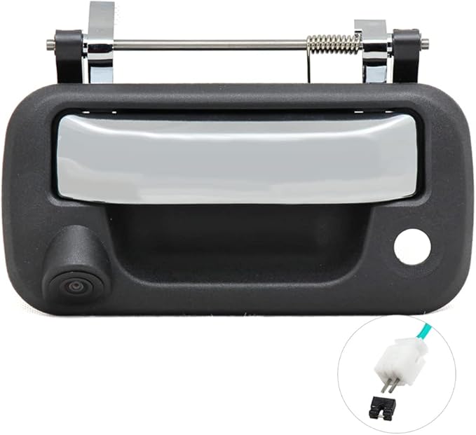 EWAY Tailgate Handle Reverse Backup Camera Replacement for Ford F150 2004-2014, Super Duty F-250 F-350 F450 F550 Rear View Parking Back Up Camera 170° Tailgate Latch Door w/Keyhold, Black & Chrome