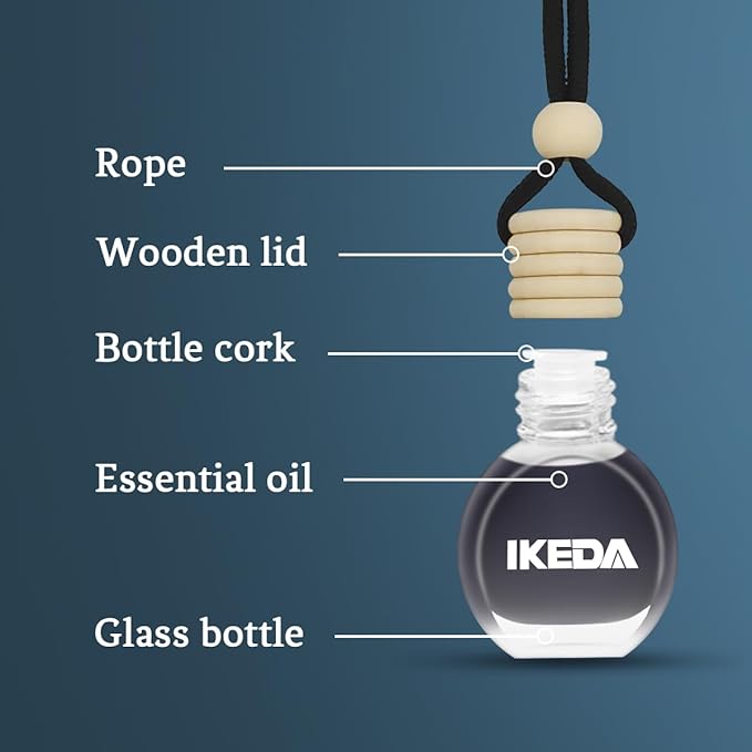 Ikeda Car Air Freshener: Hanging Car Smell Air Freshener | 10ml Round Hanging Car Decoration | Long Lasting Fragrance | For Auto Home | 1pcs (New car)