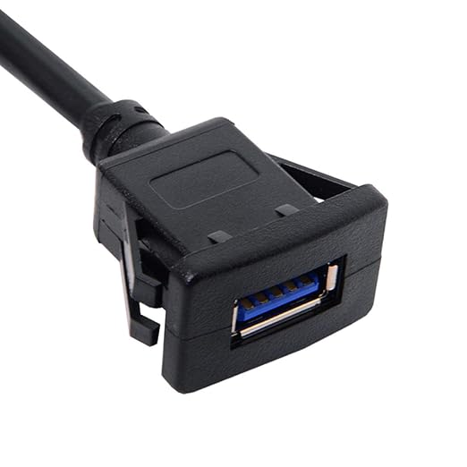cablecc 1m Waterproof USB 3.0 Extension Latch Mount Car AUX Cable for Dashboard Panel (Single USB 3.0)