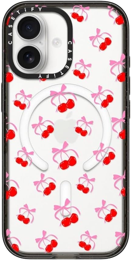CASETiFY Impact iPhone 17 Case [Slim/Compatible with Magsafe / 8.2 ft. 4X Military Grade Drop Protection] - Cherries Jubilee - Clear Black