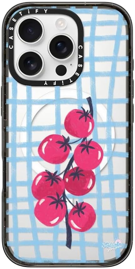 CASETiFY Impact Case for iPhone 16 Pro [8.2ft 4X Military Grade Drop Protection/Compatible with Magsafe] - Tomatoes - Clear Black