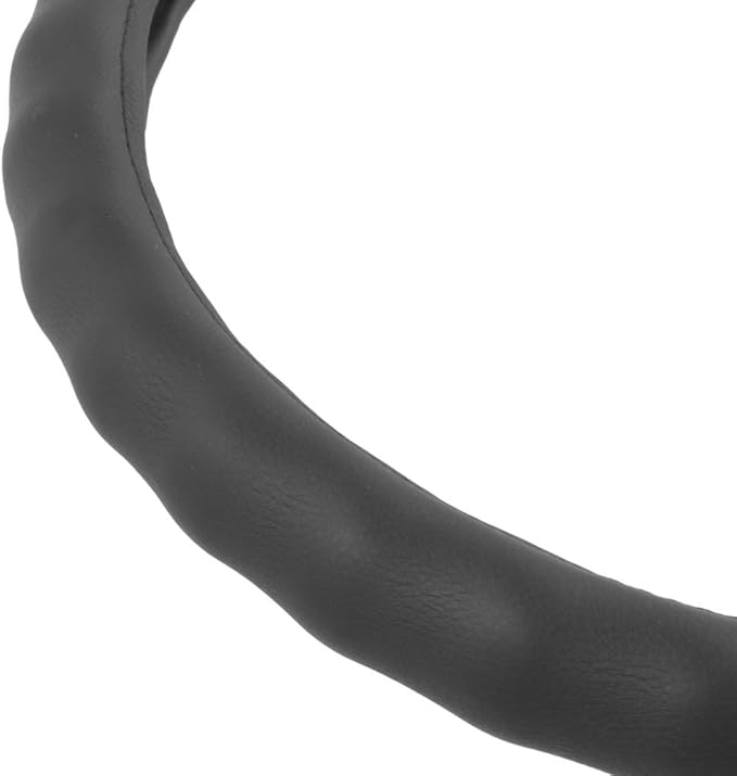 BDK Black Genuine Leather Steering Wheel Cover Large 15.5 to 16 inch