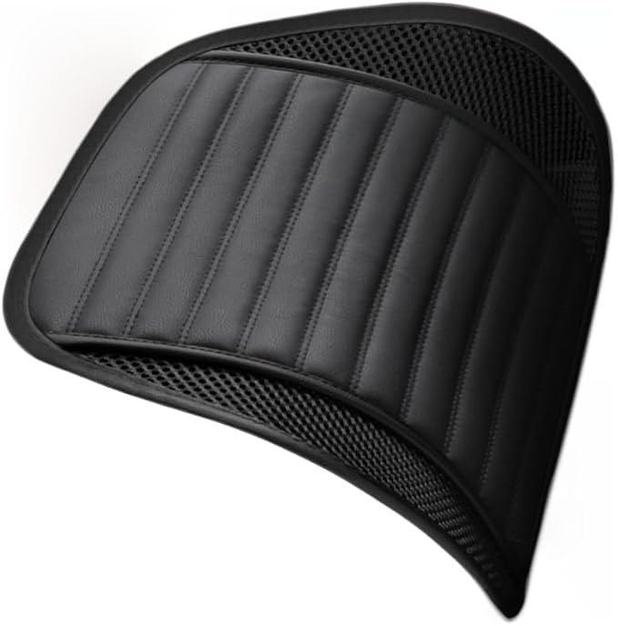 Premium Car Interior Back Support - Versatile Lumbar Cushion for Driver Seat with Breathable Fabric and Adjustable Strap. (1, Black)
