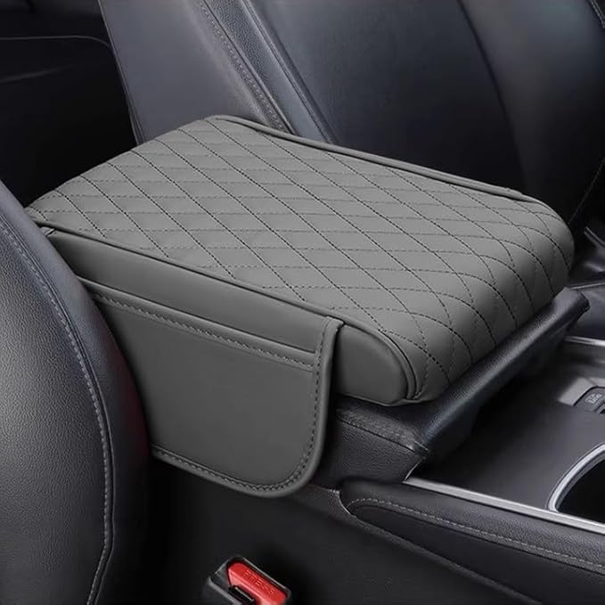 Car Armrest Pad for Lexus GX J150 J120 GX 460 400 GX OR Leather Armrest Box Mat Center Console Cushion Pad Universal Armrest Seat Box Cover Protector,Grey, normal, Gray