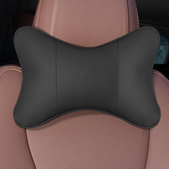 Generic 2 PCS Car Neck Pillow Compatible with BMW 1 2 3 4 5 6 7 Series X1 X2 X3 X4 X5 X6 X7 Accessories, Car Soft PU Leather Headrest Neck Support