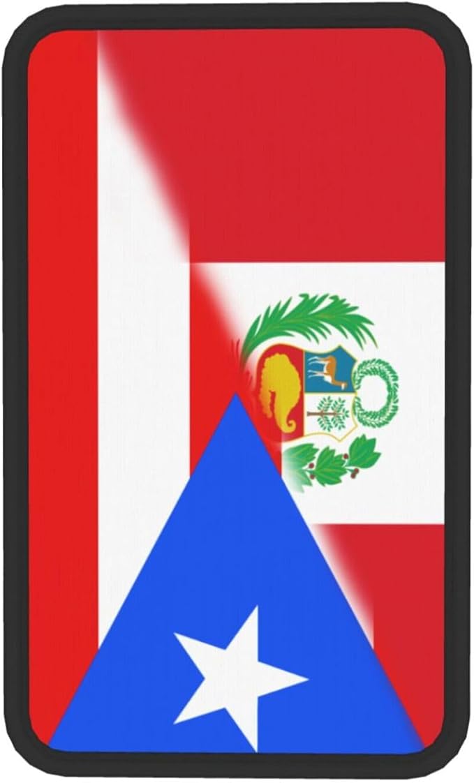 Puerto Rico Peru Peruvians Flag Auto Center Console Armrest Cover Car Handrail Box Cushion Pad Mat Universal Fit Most Vehicle Sedan Truck SUV Soft Comfort Decor Accessories