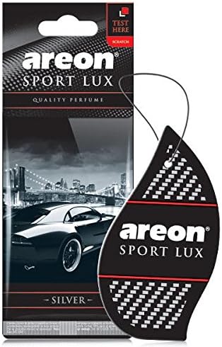 AREON Sport Lux Silver - Hanging Cardboard Air Freshener for Car, Home & Office - Premium Cologne Perfume with Natural Fragrances - Long Lasting, Fresh, Luxurious Scent - Stylish Design - Pack of 3