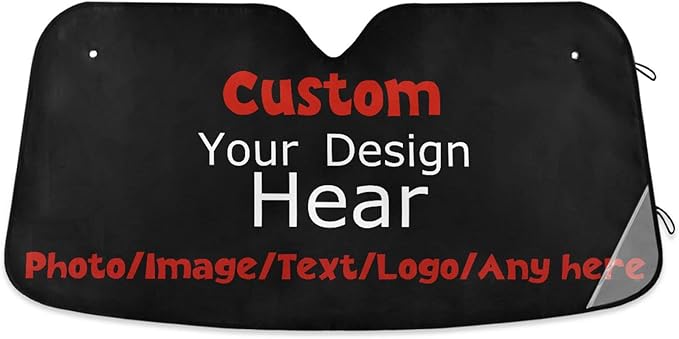 Custom Car Sun Visor Personalized Windshield Sun Shade Blocks UV Rays Visor Protector Accordion Folding Sun Reflector Auto Sunshade for Car Truck SUV to Keep Your Vehicle Cool