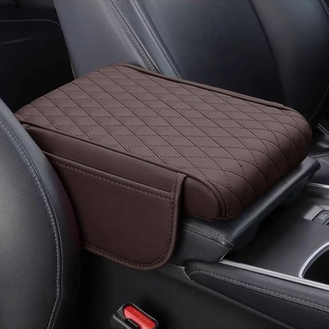 Car Armrest Pad for Lexus GX J150 J120 GX 460 400 GX OR Leather Armrest Box Mat Center Console Cushion Pad Universal Armrest Seat Box Cover Protector,Brown, normal
