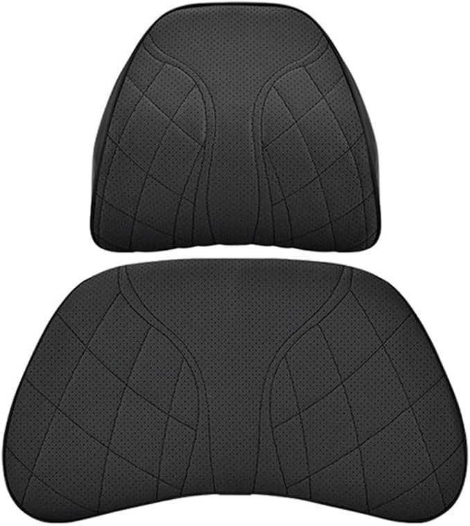 for Chevy Silverado 2007 2008 2009 2010 2011 2012 2013 Leather Car Seat Headrest Lumbar Cushion, Lumbar Support Pillow for Car,for Driving Traveling Relieving Neck Fatigue,3-B Black