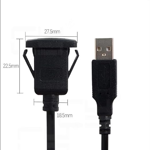 cablecc 1m Waterproof Single USB 2.0 Extension Latch Mount Car AUX Cable for Dashboard Panel