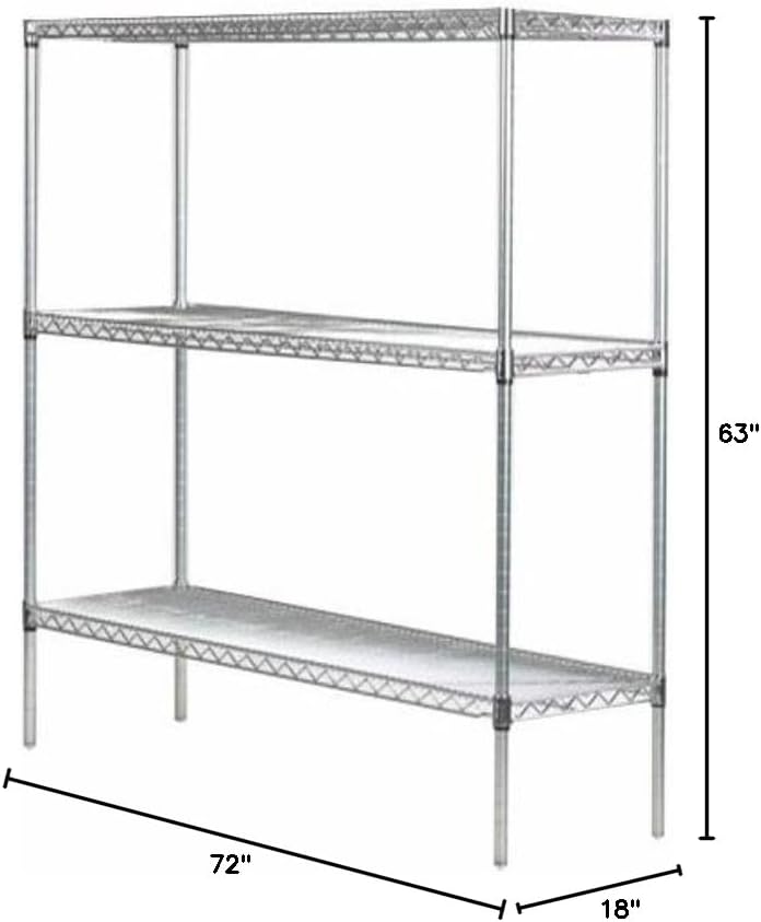 Omega 18" Deep x 72" Wide x 63" High 3 Tier Gray Starter Shelving Unit