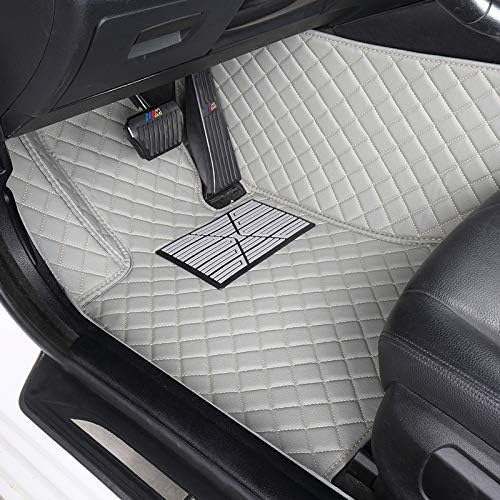 Custom Floor Mats for Cars fit 95% Sedan SUV Sports Car Full Coverage All Weather Men Women Pads Protection Non-Slip Leather Floor Liners (Black and Yellow Stitching)