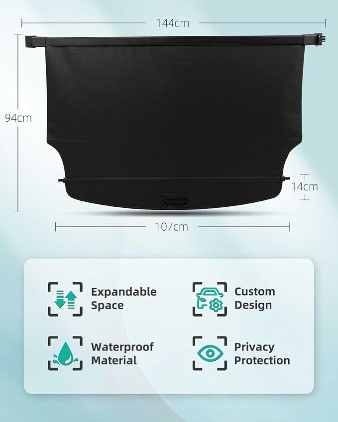 SCITOO Cargo Cover with Retractable Waterproof Fit for 2022-2024 for Jeep Grand Cherokee 2.0L 2022-2024 for Jeep Grand Cherokee 3.6L