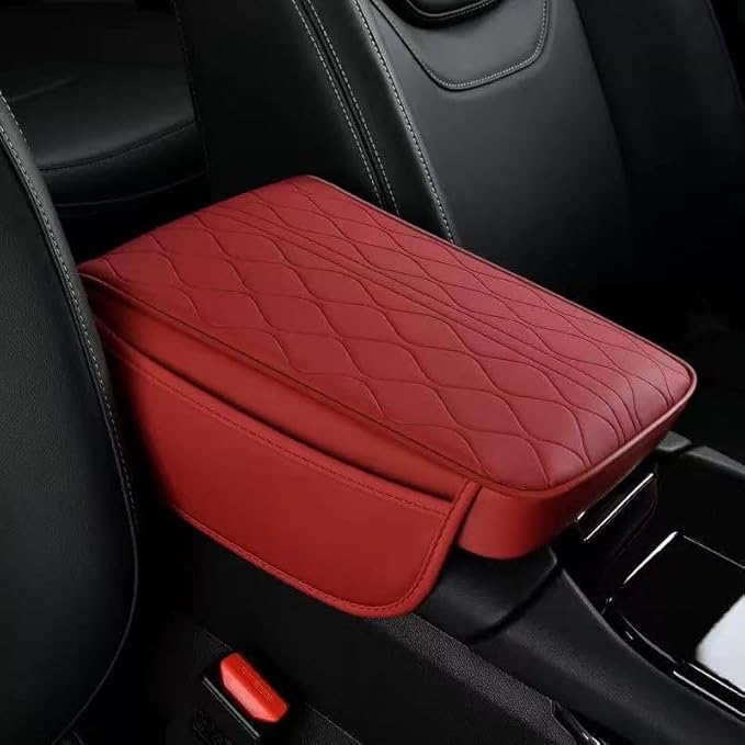 1 Pack Car Center Console Cover Custom Fit for Acura RDX 2013 2019-2023 2024 2025, Leather Memory Foam Armrest Cushion Protector, Anti-Scratch Durable Armrest Pad,Red