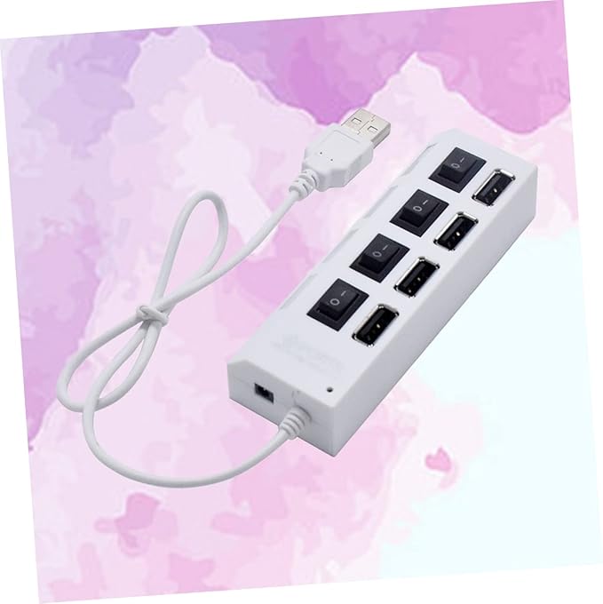 HOMSFOU 2pcs USB Hub Port Independent USB Divider for Easy Device Connectivity Office School Compact Design Built Cable