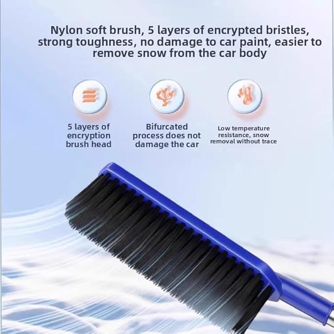 24” Car Snow Brush with Ice Scraper 2 in 1 Detachable Snow Clearing Tool with Storage bag 7.8" Bristle Head Scratch Free, SUV Truck RV Window Roof Exterior (Red)