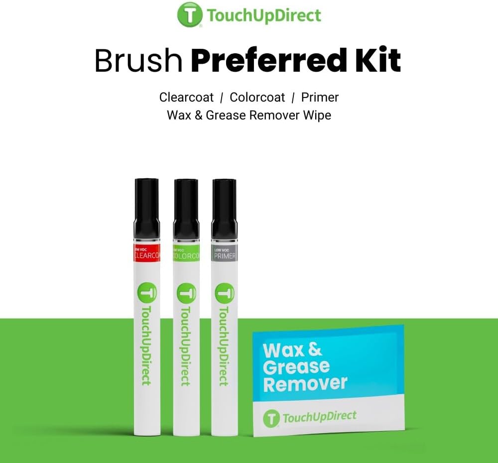 TouchUpDirect 1K0 Silver Knockout Metallic Compatible with Toyota Exact Match Touch Up Paint Brush - Preferred Kit