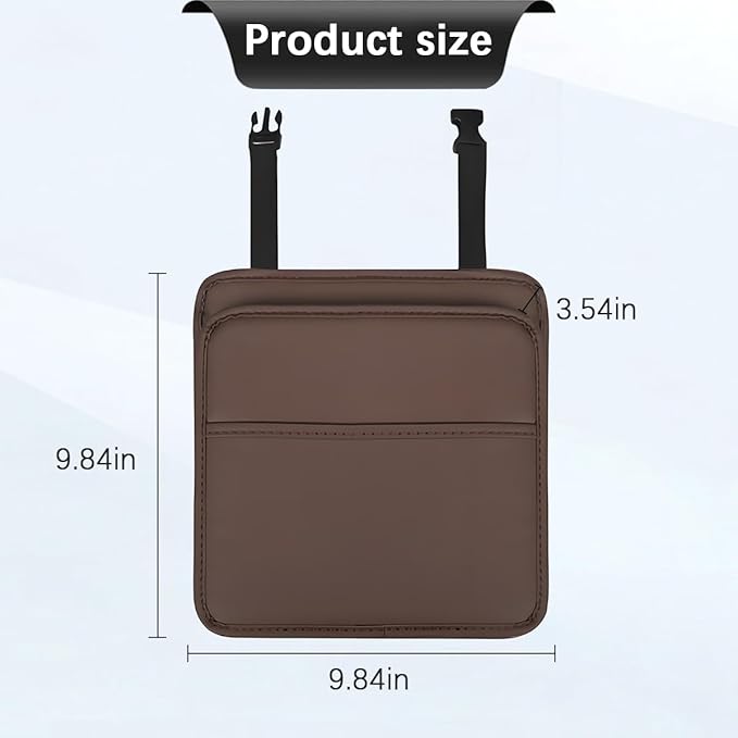 Zpana Car Seat Back Organizer, Leather Multipurpose Hanging Vehicle Backseat Headrest Storage Bag, Automotive Pouch Pocket Organizer for Kids & Adults, Universal for Truck SUV Sedan (Brown)