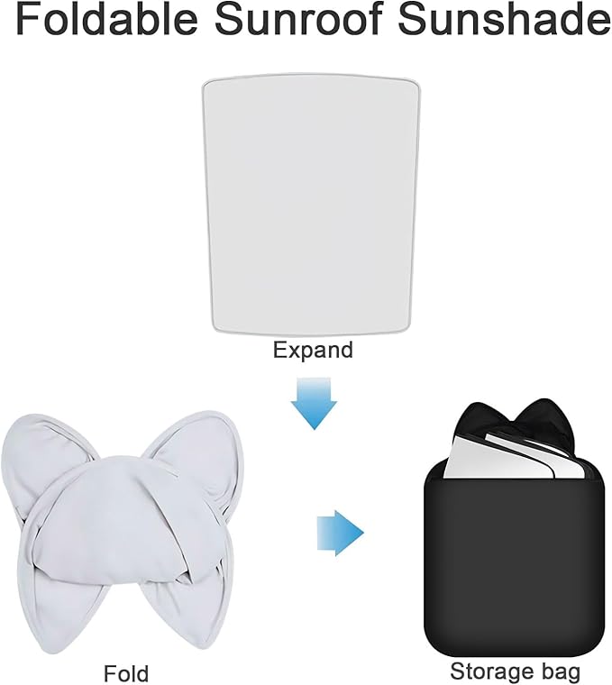 Car Glass Roof Sunshade Compatible with Tiguan 2010-2017, One-Piece Sunroof Shade with Storage Bag, Foldable Sunshade Roof Cover, Heat Insulation, Sun Protection, No-Sagging
