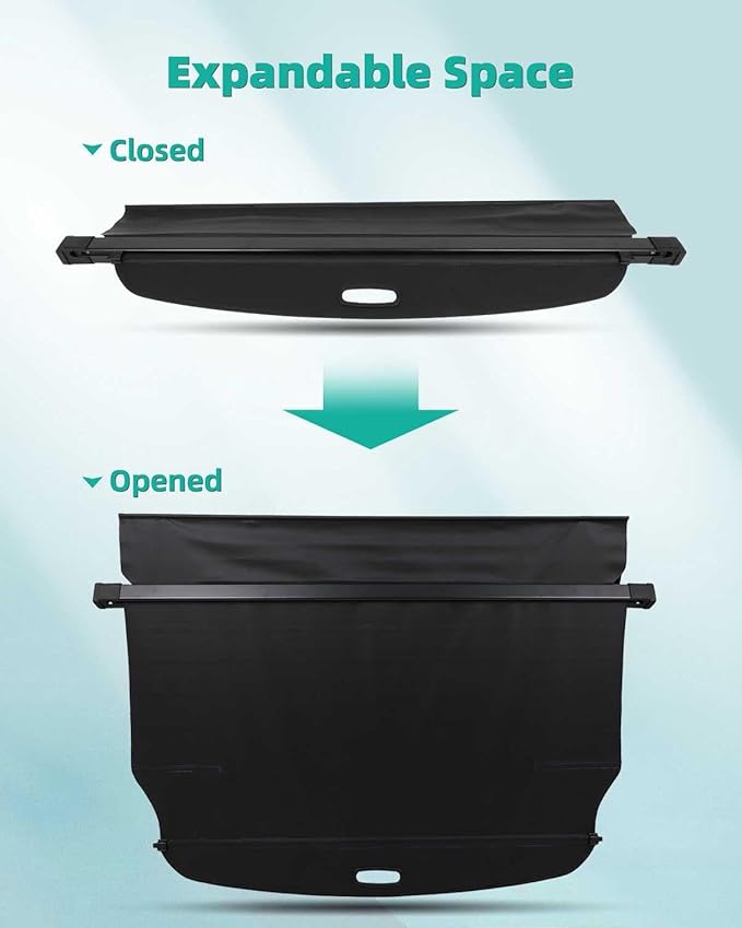 SCITOO Cargo Cover 2022-2024 Fit for Hyundai Tucson 1.6L 2022-2024 Fit for Hyundai Tucson 2.5L Upgraded Retractable Rear Trunk Cover with Aluminum PVC&Plastic