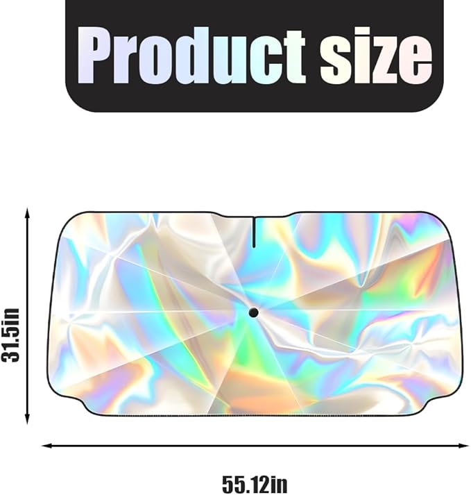 Car Windshield Sun Shade Umbrella, Foldable Automotive Sunshade Cover for Block UV Rays & Heat, Vehicle Interior Front Window Protector Accessories, Universal for Vehicles (Folding Handle)
