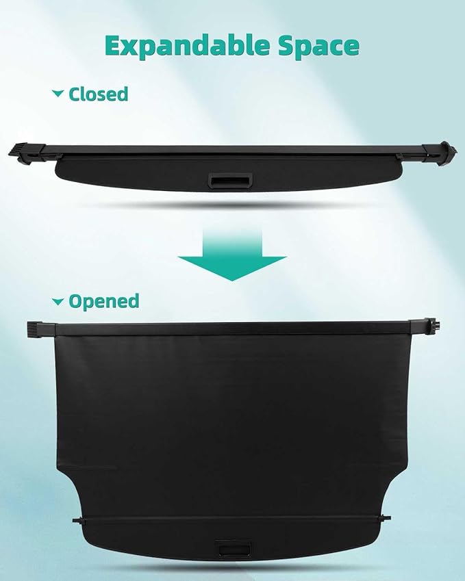 SCITOO Cargo Cover with Retractable Waterproof Fit for 2022-2024 for Jeep Grand Cherokee 2.0L 2022-2024 for Jeep Grand Cherokee 3.6L