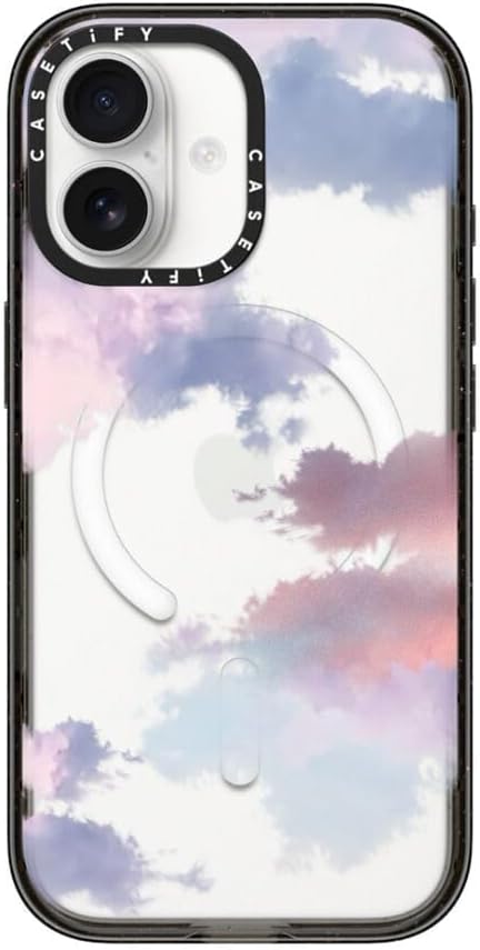 CASETiFY Impact iPhone 17 Case [Slim/Compatible with Magsafe / 8.2 ft. 4X Military Grade Drop Protection] - Clouds - Clear Black