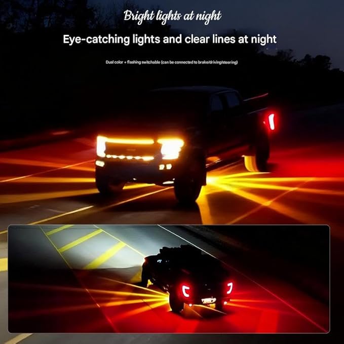 2PCS Dual Revolution LED Watermelon Lights with Bracket, Semi Truck Marker Lights with 3 Color Modes, Super Bright Star Watermelon LED Light, Universal Underglow Light for Trucks (Red and Amber)